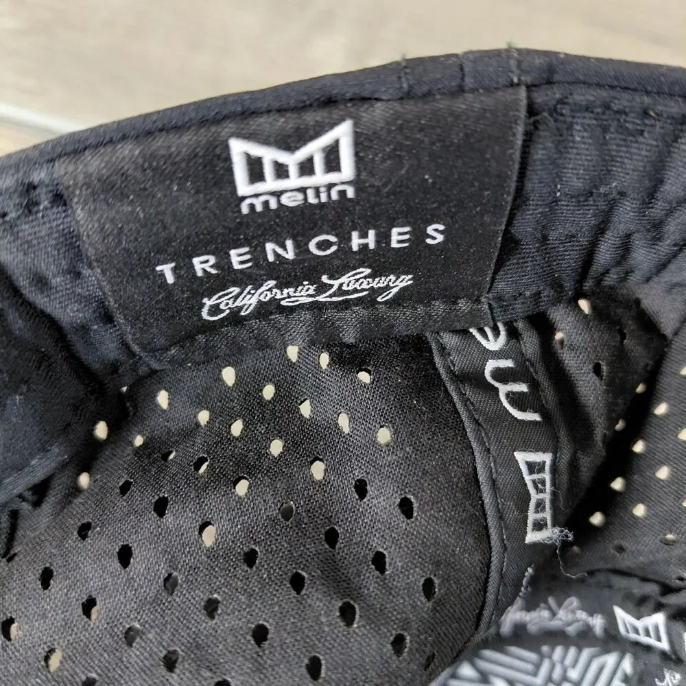 Melin Trenches Icon Hydro Snapback Hat Cap Black Performance Baseball Golf Hat